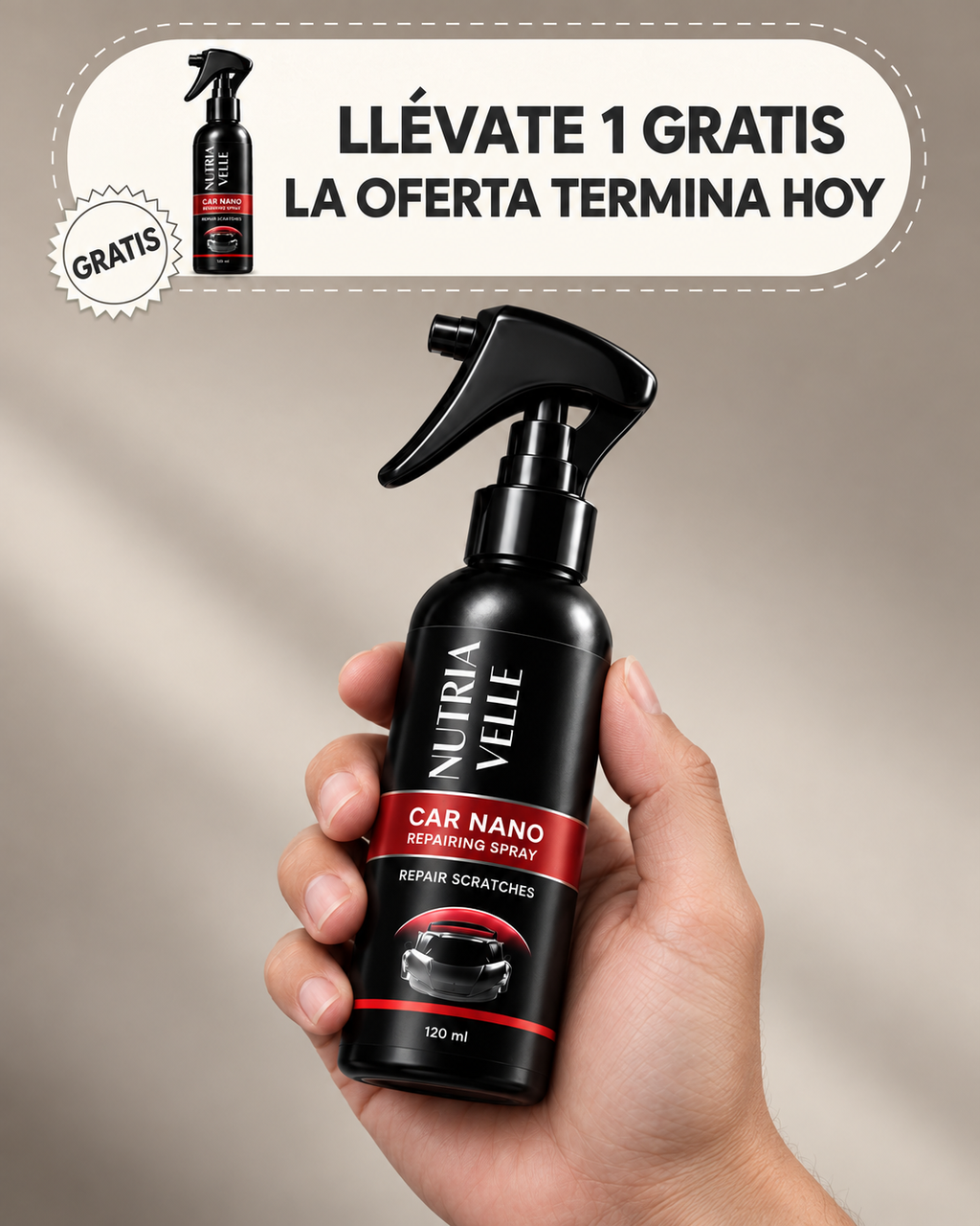 Spray para coche 3 en 1 | Renovador de Pintura y Brillo – Oferta 1+1 GRATIS